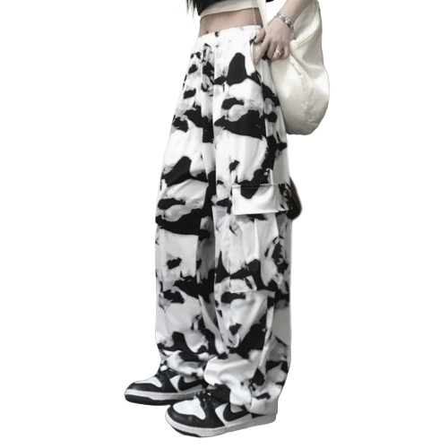 White Tie Dye Street Punk Trousers