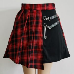 Womens Harajuku Punk Irregular Mini Pleated Skater Skirt Asymmetric Cutout High Waist Hip Hop Clubwear gothic