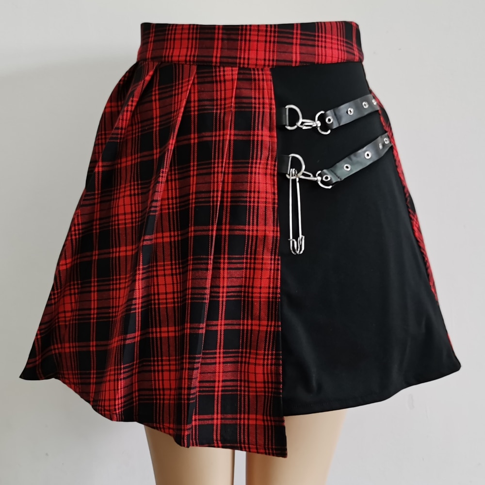 Red and Black Punk Aesthetic Skirt