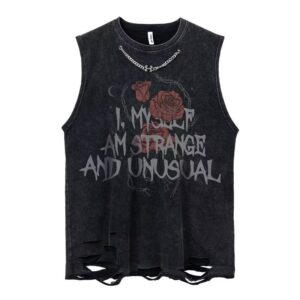 Sleeveless Punk Tank Top with Necklace